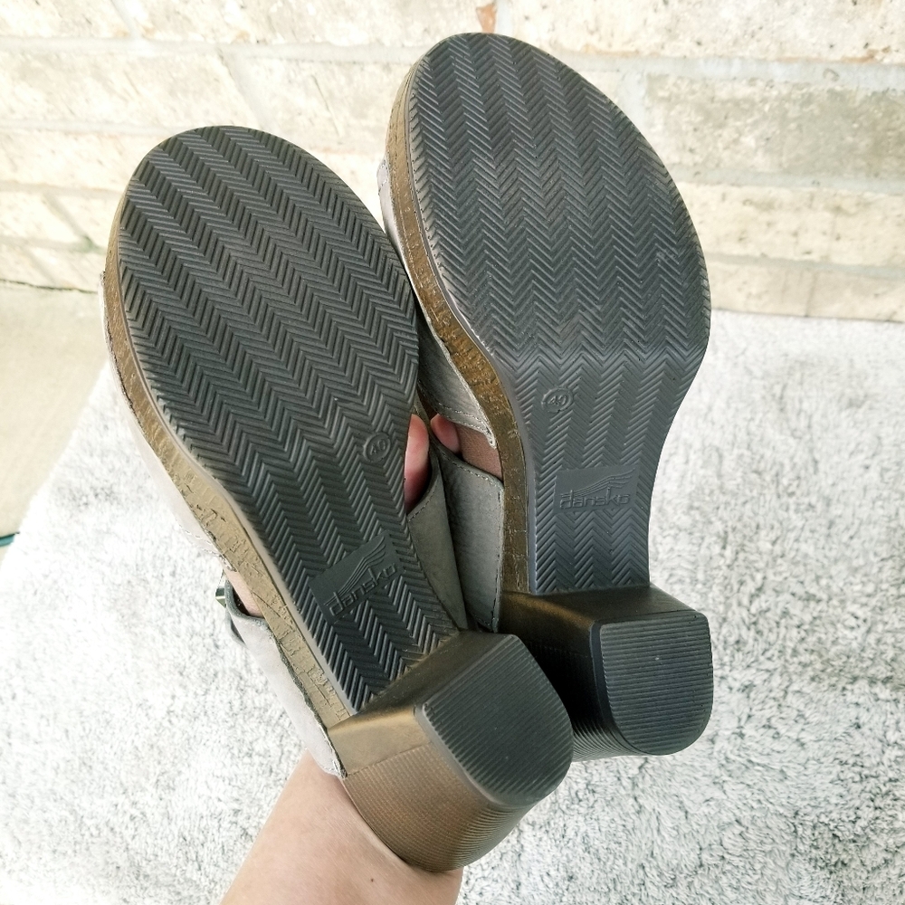 Dansko Ramona GRAY Leather Platform Slide Sandal Clog Heel (Women 9-9.5  EUR 40) - Picture 9 of 9